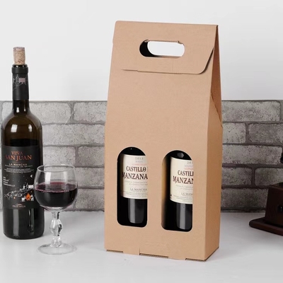 10cm*35cm*10cmのワイン・ボトルの紙袋の生物分解性の2本のびんのワインのギフト袋