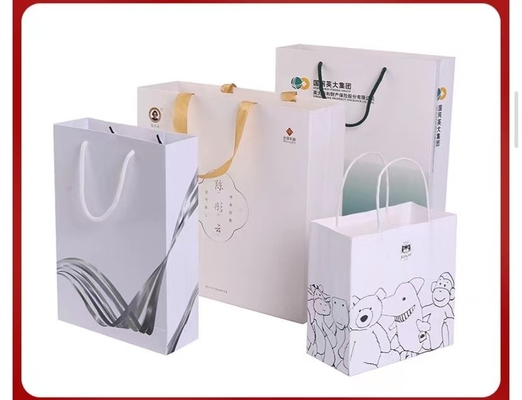 包装紙の食料雑貨入れの袋を印刷する128gsm-350gsmアート ペーパーの買い物袋の簡単な打撃