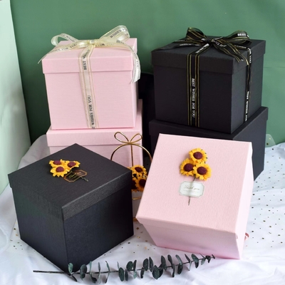 黒いピンク210gsm-400gsm結婚式の紙箱のボール紙のウェディング ドレスの荷箱